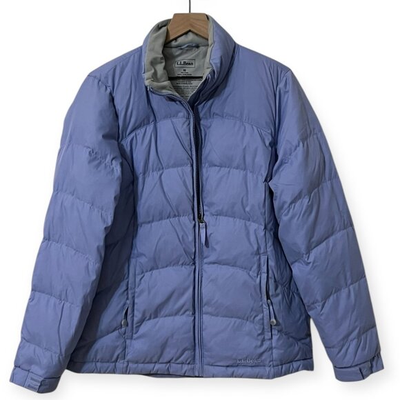 L.L.Bean Women’s Goose Down Puffer Jacket Size M Light Blue Warm Winter Coat - Picture 1 of 9